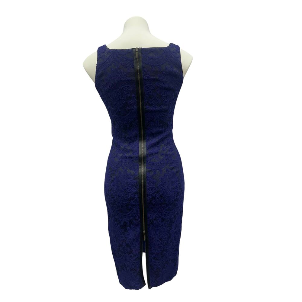 Plein Sud Blue Black Lace Zipper Dress Sleeveless Square Neck Women's 6 - Picture 6 of 10